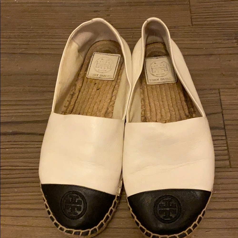 Tory Burch Leather Color Block Espadrille Flats